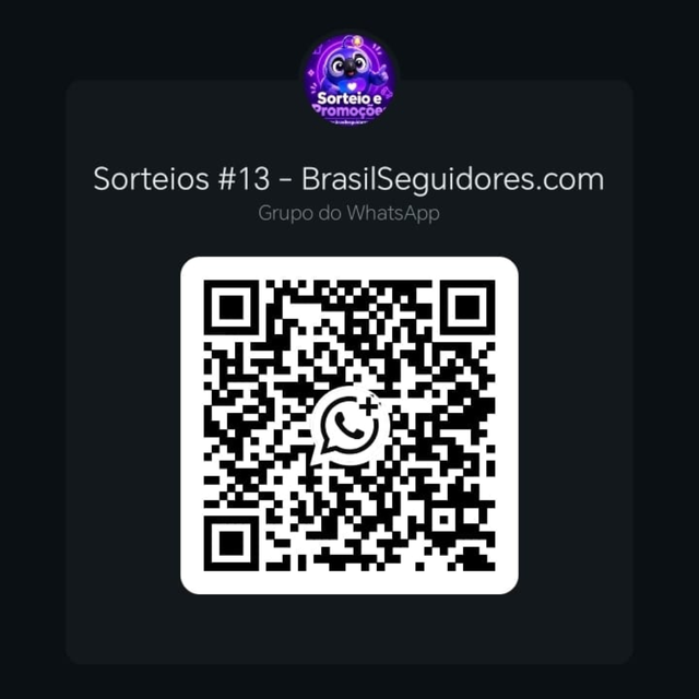 QR Code para entrar no grupo oficial de Sorteios e Promoções da BrasilSeguidores.com no WhatsApp